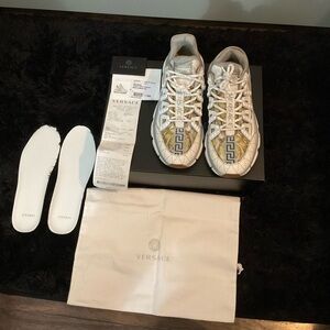 Versace White and Gold Sneakers